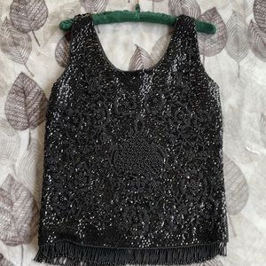 Beaded women’s Top hand beaded wool size S FORMAL